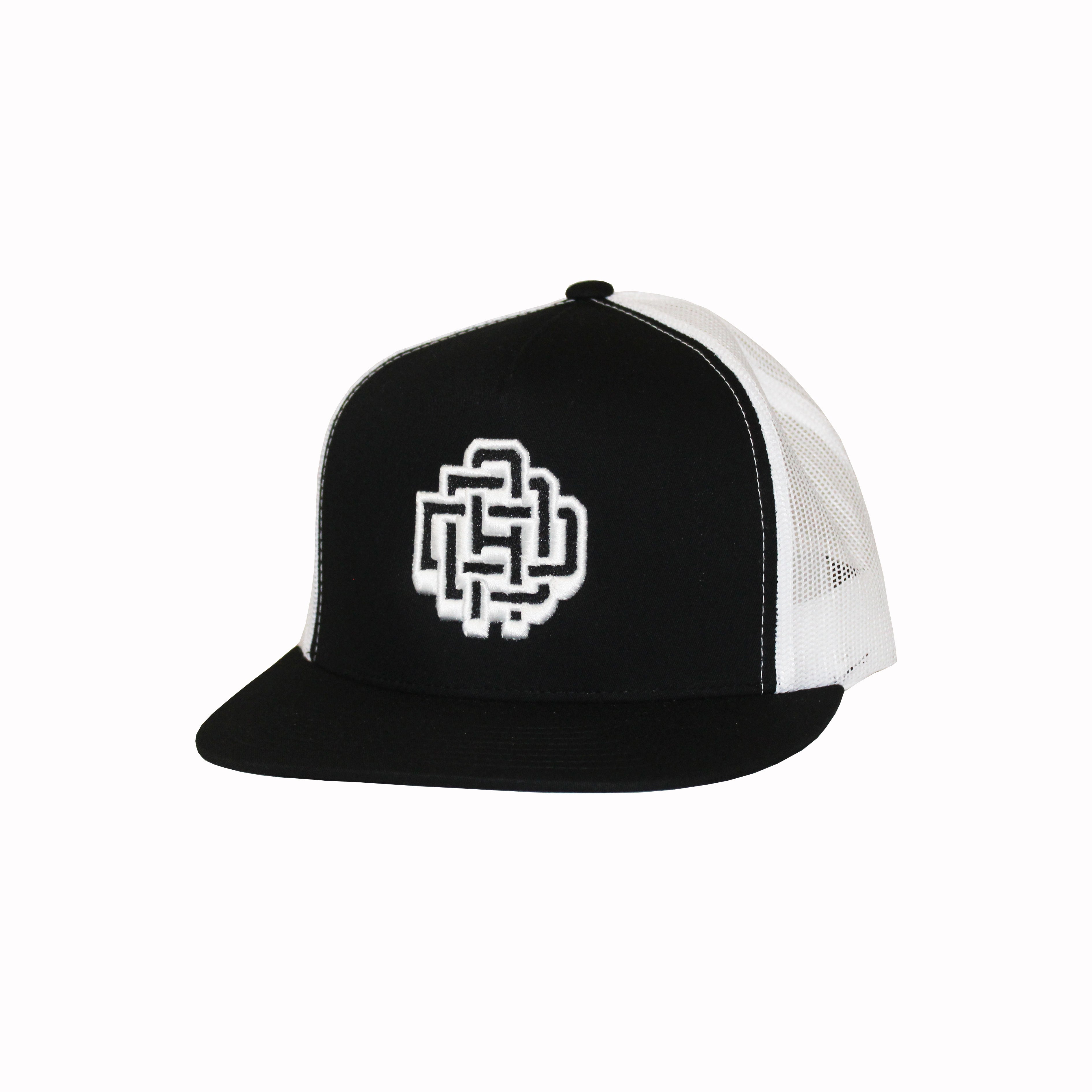 DAD Monogram Trucker Hat – Black and White
