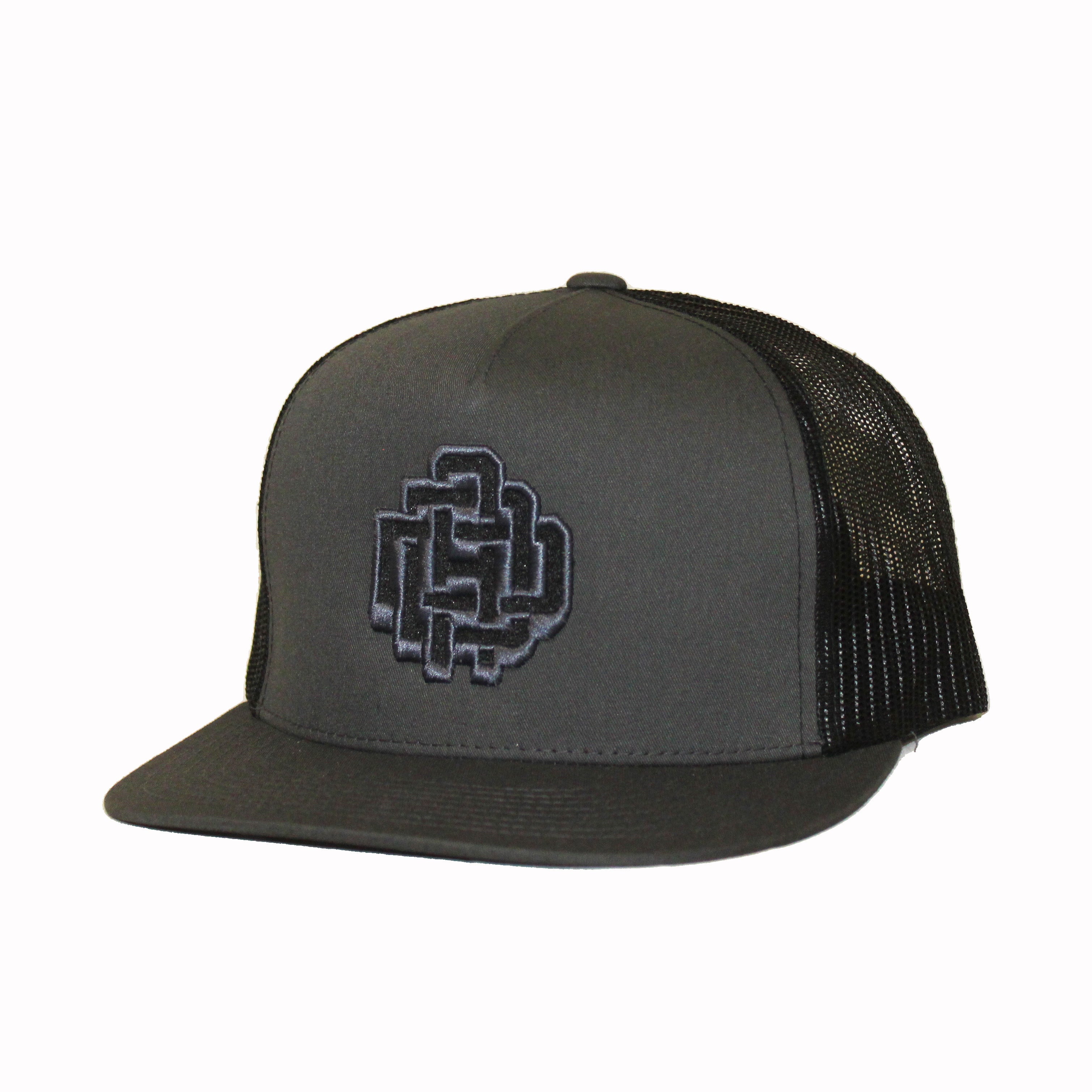 DAD Monogram Trucker Hat – Grey and Black